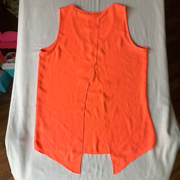Express Split Back Women’s Sleeveless See Through Tank Top size S, Neon Orange - Picture 7 of 7